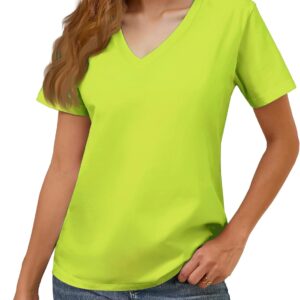 100% Cotton V Neck Short Sleeve T Shirts for Women, Plain T-Shirt，Basic Tees