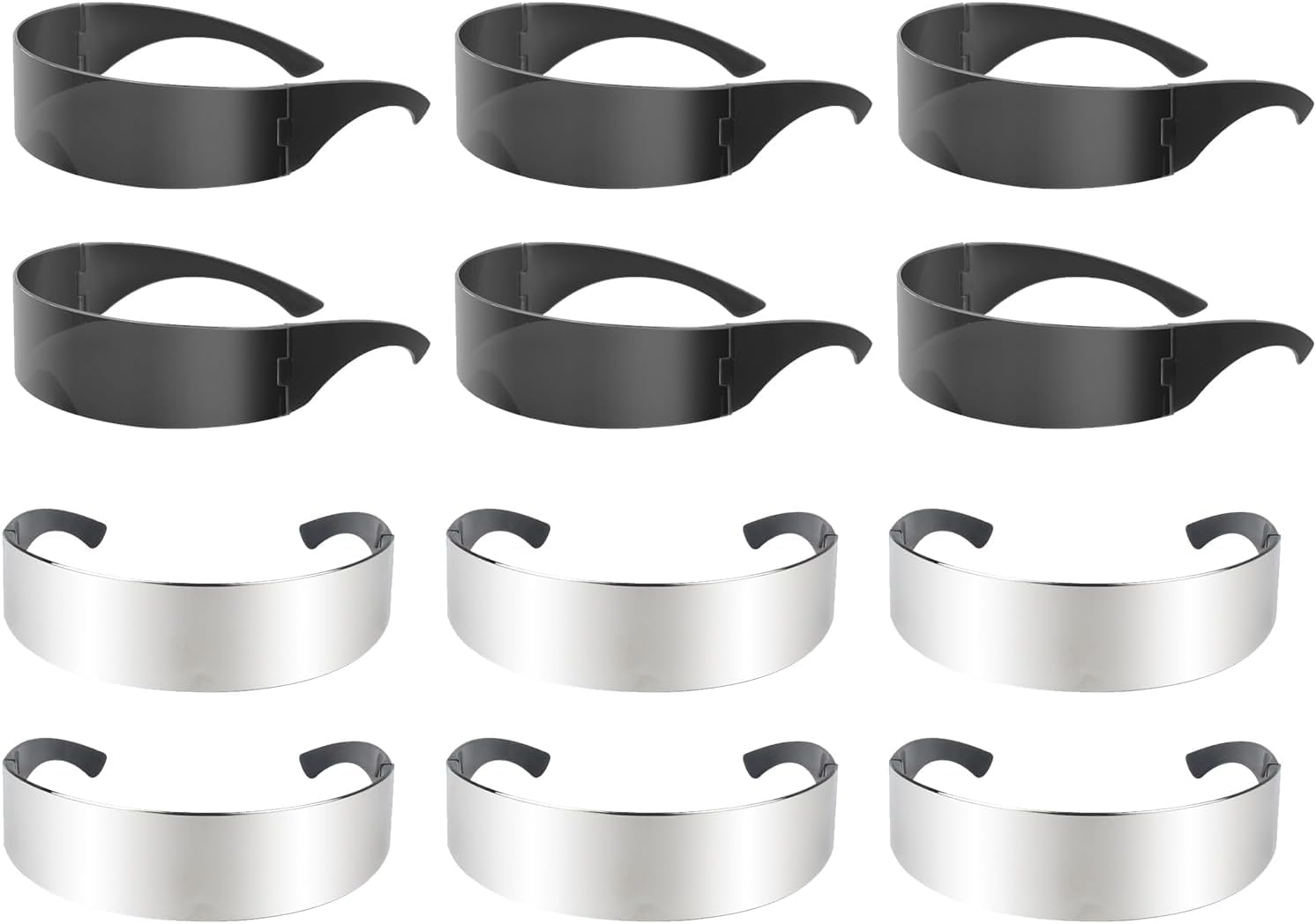 12 Pairs 80s Futuristic Narrow Cyber Visor Sunglasses Futuristic Sunglasses Cyclops Sun glasses Back to Future Inspired Costume Cyclops Wrap Visor Sun Glasses for Men Women