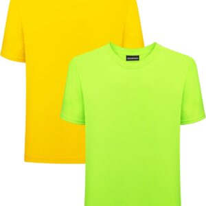 2 Pack Neon T Shirts for Boys UPF 50+ Quick-Dry Short Sleeve Athletic Tees Summer Sports Tops for Teens 7-14Y