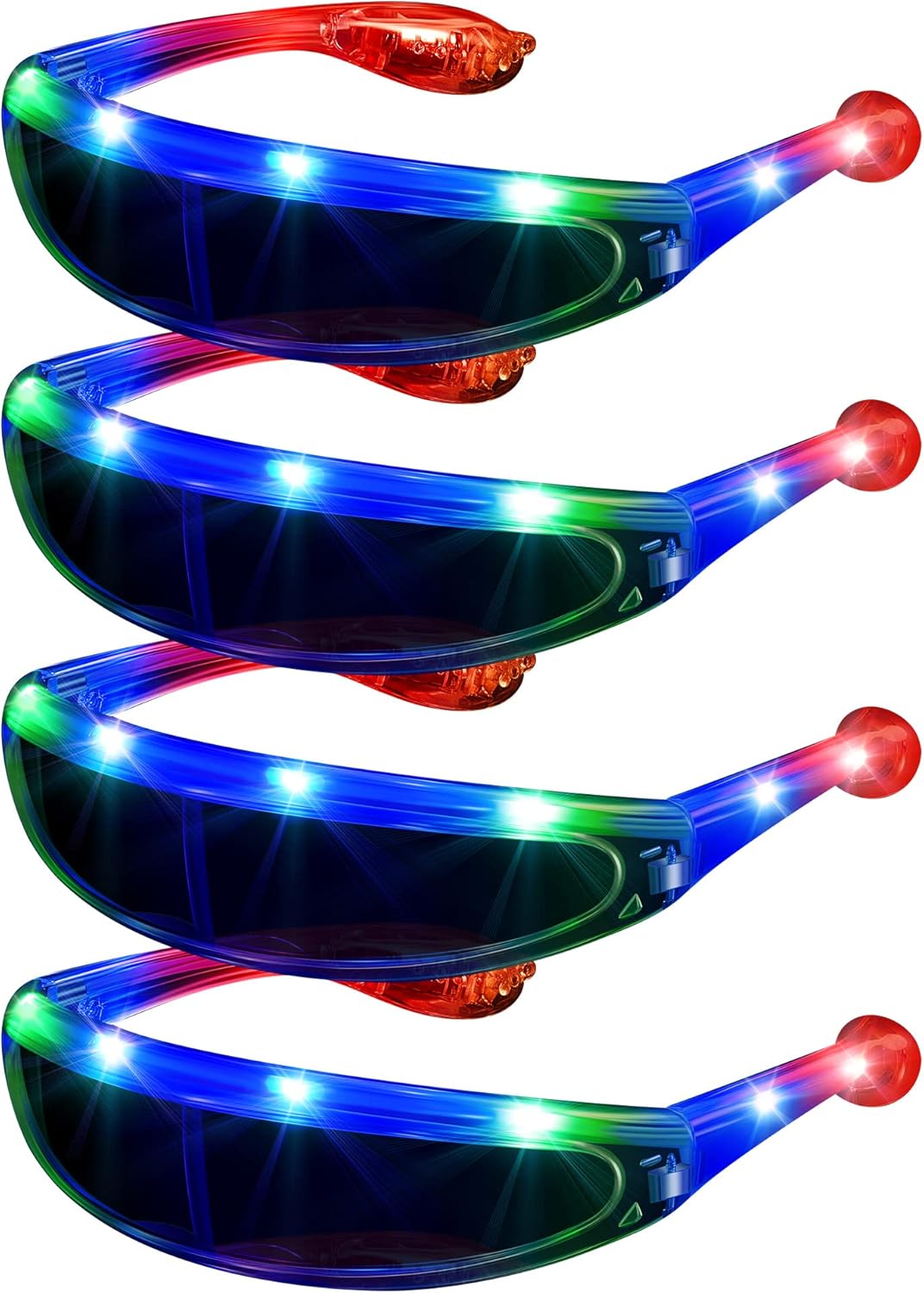 4 Pairs Futuristic Narrow Cyclops Sunglasses Robot Space Costume Color Mirrored Lens - Image 8