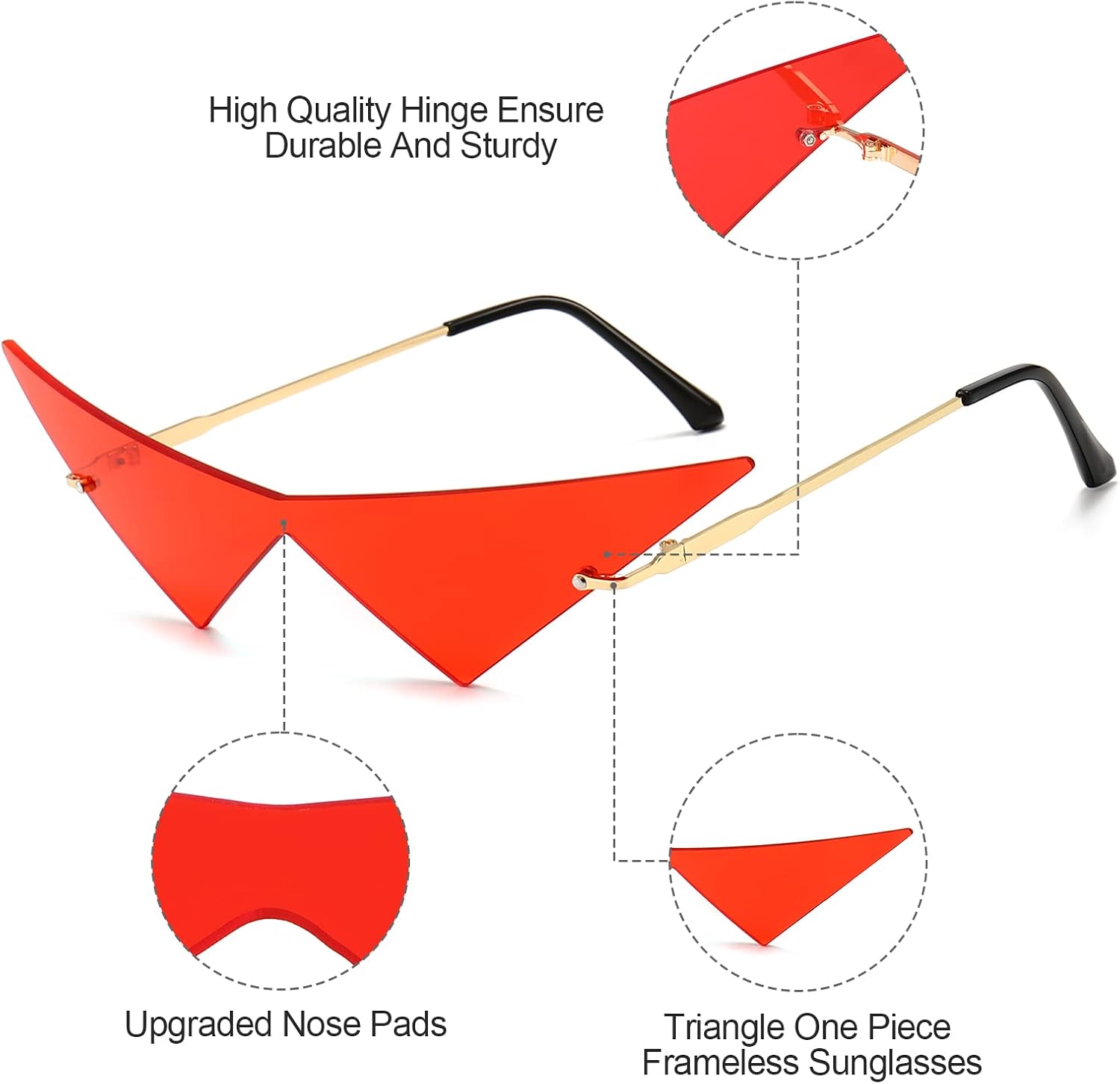 4 Pairs Triangle Sunglasses Frameless Space Eye Sunglasses Rimless Pointy Glasses Men Party Prom Eyewear for Women and Men - Image 2