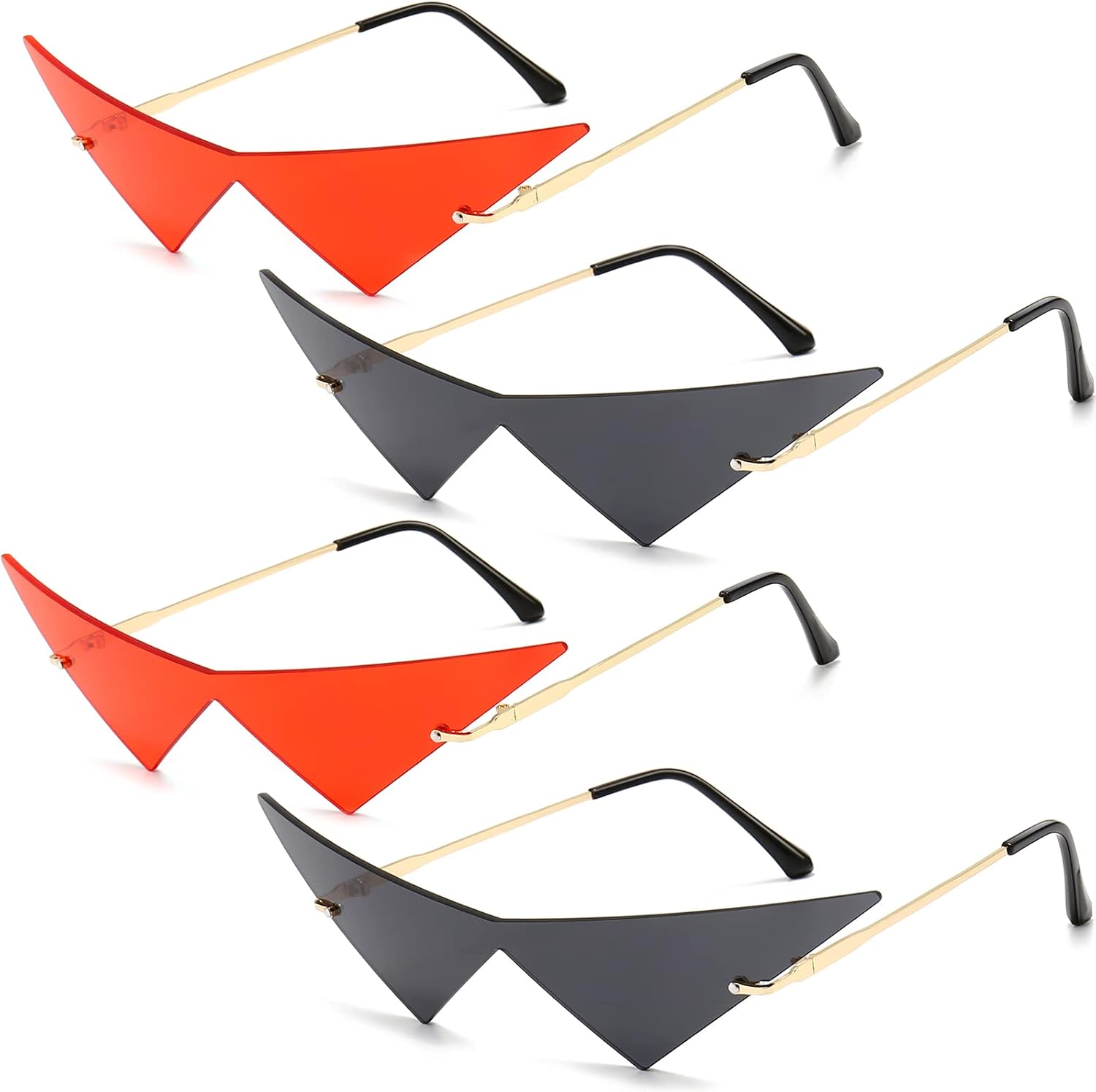 4 Pairs Triangle Sunglasses Frameless Space Eye Sunglasses Rimless Pointy Glasses Men Party Prom Eyewear for Women and Men - Image 8