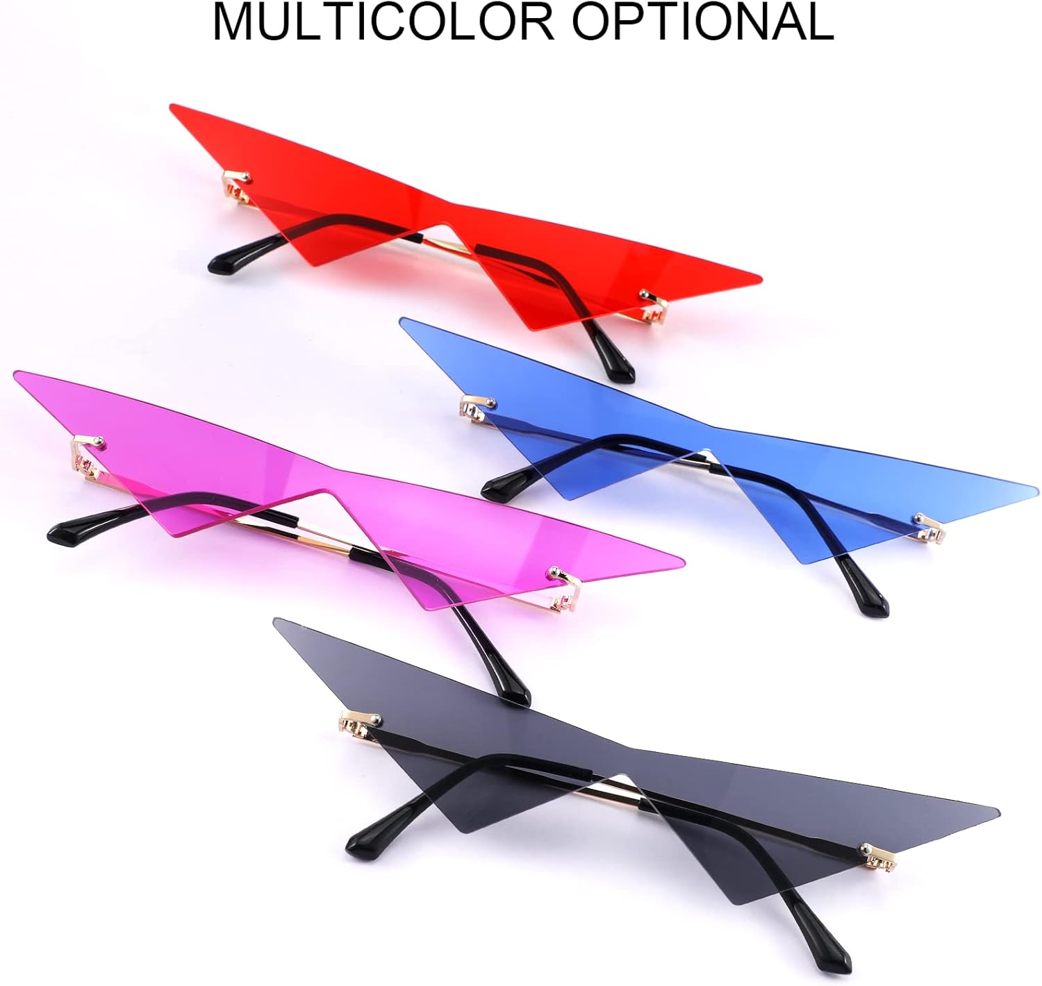 4 Pairs Triangle Sunglasses Frameless Space Eye Sunglasses Rimless Pointy Glasses Men Party Prom Eyewear for Women and Men - Image 7