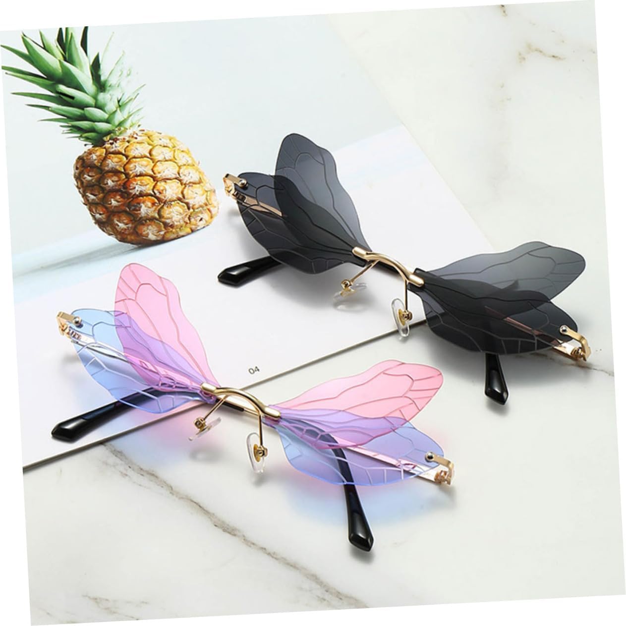 4Pairs Dragonfly Wing Sunglasses Unisex Irregular Fun Glasses for Parties Cosplay and Outdoor Activities Stylish - Image 7