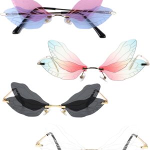 4Pairs Dragonfly Wing Sunglasses Unisex Irregular Fun Glasses for Parties Cosplay and Outdoor Activities Stylish