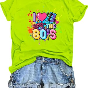 80s Shirts for Women I Love The 80s T Shirts 80's Themed Disco Music Top 1980s Party Graphic Tee Casual Outfit