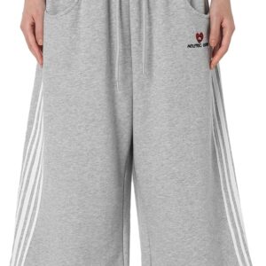 Aelfric Eden Baggy Wide Leg Sweatpants for Women Plaid Patchwork Sweat Pants Loose Long Pants with Pockets