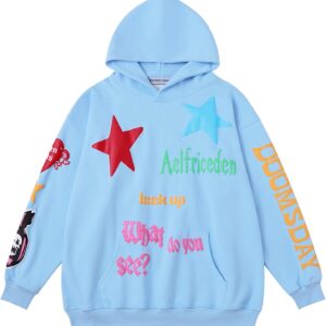 Aelfric Eden Graphic Hoodies for Women Vintage Printed Hoodie Sweatshirt Y2K Oversized Long Sleeve with Pocket
