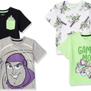 Amazon Essentials Disney | Marvel | Star Wars Boys and Toddlers' Short-Sleeve V-Neck T-Shirts, Pack of 4