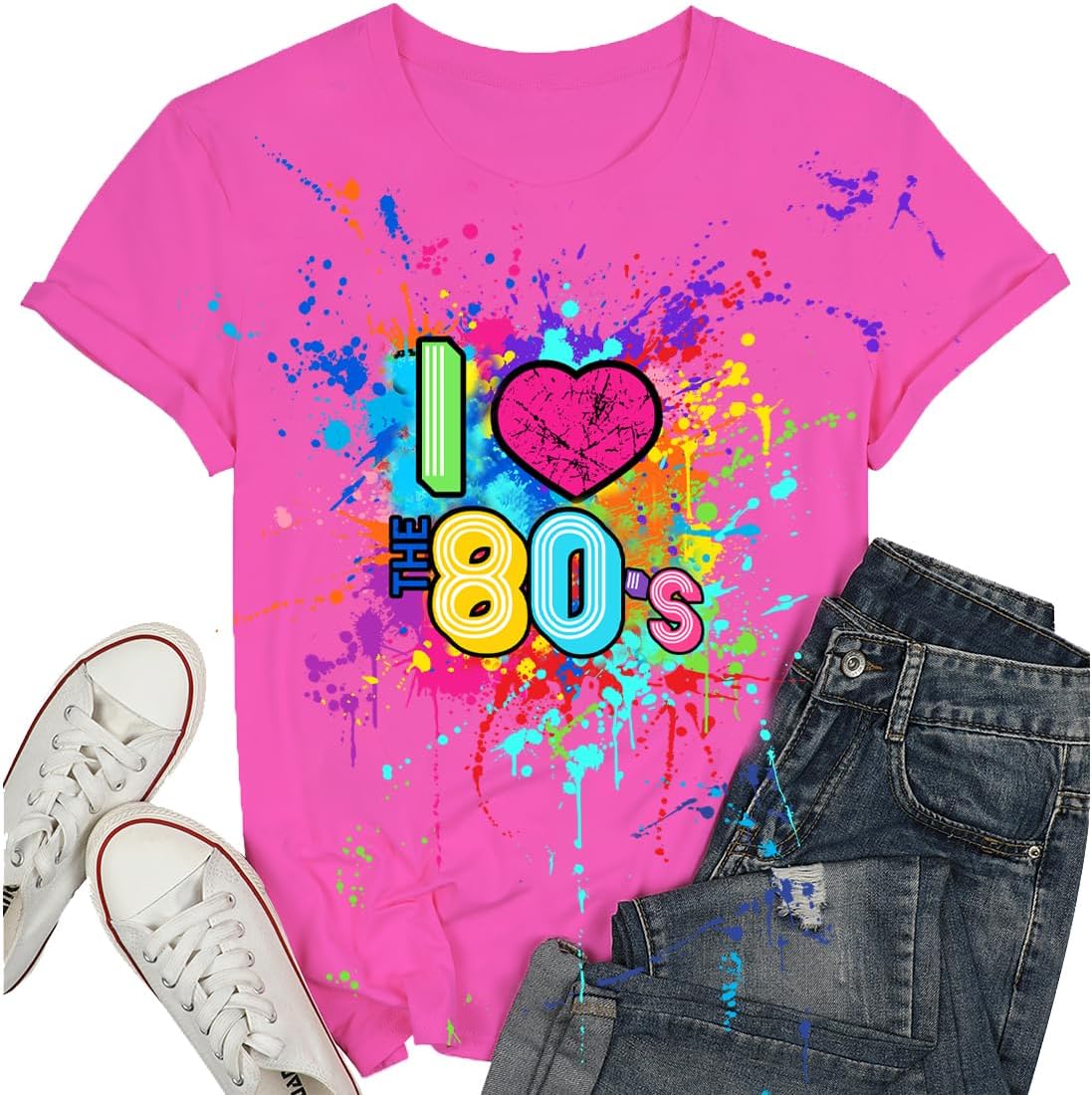 AMWIPE 80s Shirts for Women I Love The 80s Tshirts for Girls 1980 Themed Style Outfit for Party