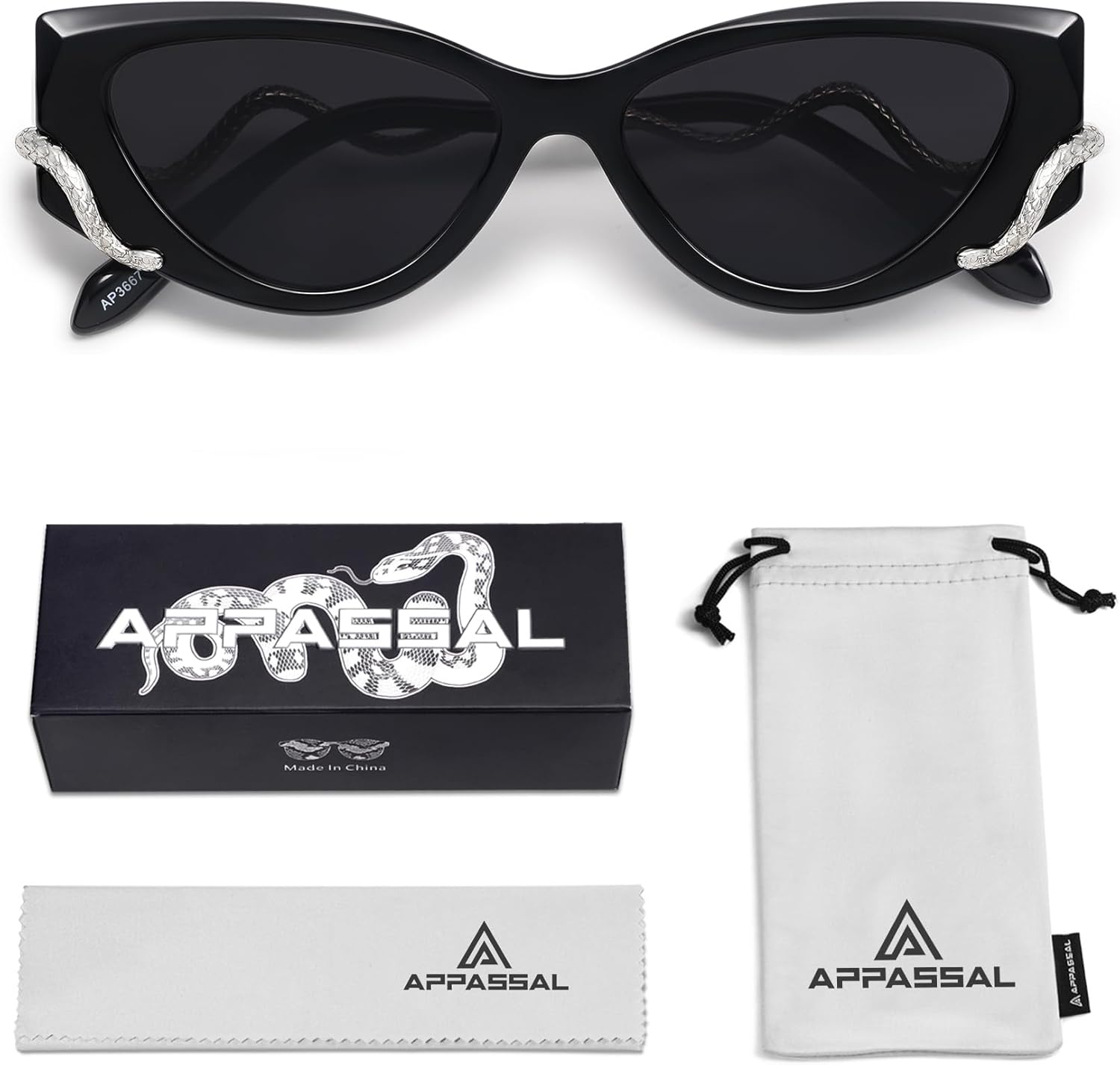 Appassal Retro Y2K Snake Sunglasses for Women Chic Cat Eye 90s Sunnies Narrow Trendy Sun Glasses AP3667 - Image 5