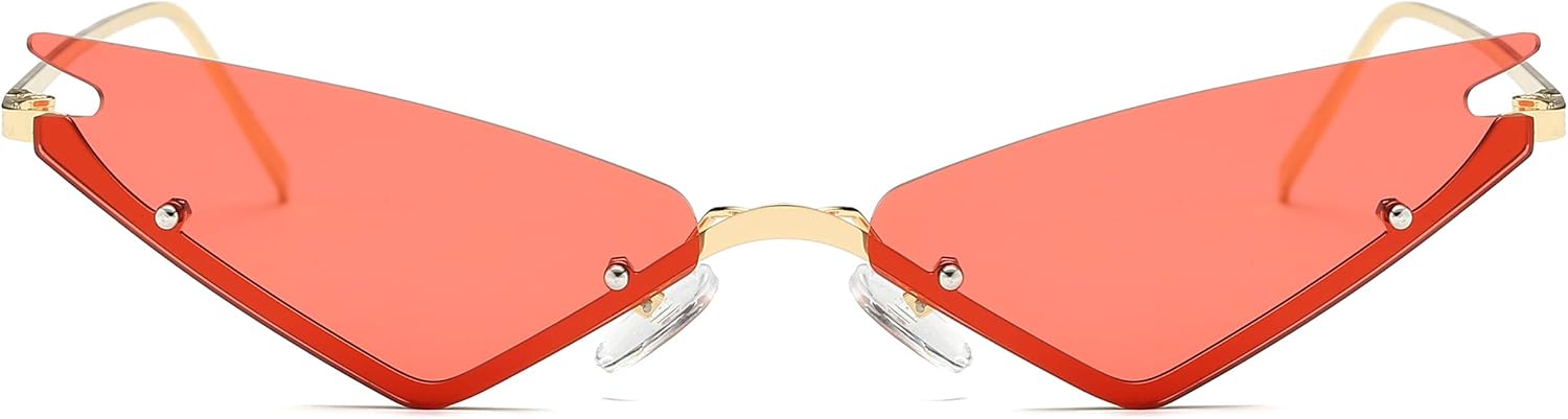 Armear Small Cateye Sunglasses Futuristic Rimless Colored Mirrored Lens - Image 9