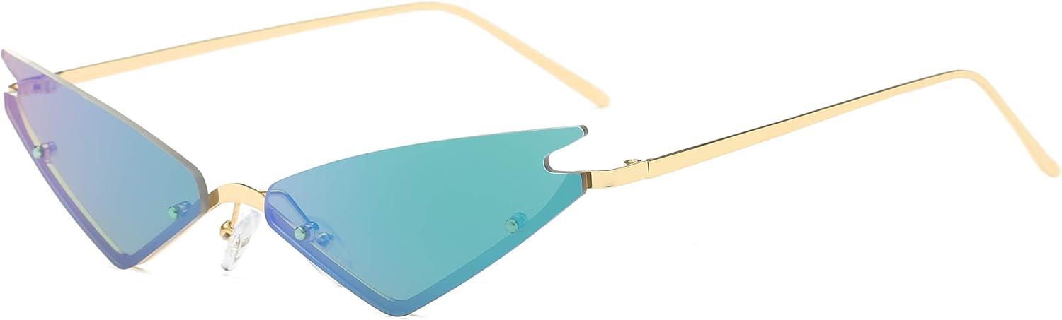 Armear Small Cateye Sunglasses Futuristic Rimless Colored Mirrored Lens - Image 4