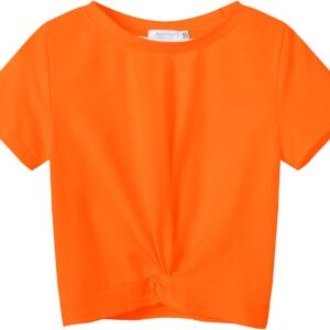 Arshiner Girls Casual Tie Dye Short-Sleeve T-Shirt Cute Print Summer Blouse for Girls Twist Front Tunic Tee Tops