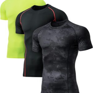 ATHLIO Men's Cool Dry Short Sleeve Compression Shirts, Sports Baselayer T-Shirts Tops, Athletic Workout Shirt