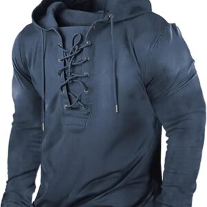 Beotyshow Mens Distressed Tactical Hoodies Sweatshirts Rotro Lace Up Hooded Pullover Outdoor Sports Long\/Short Sleeve Shirts