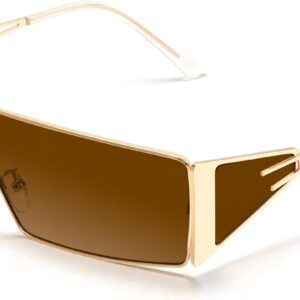 BOTEN Y2K Sunglasses for Women Men Retro Rectangular Wrap Around Glasses Trendy 2000s Small Square Shades