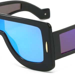 Bsreyeop Fashion Mask Sunglasses for Women Men Futuristic Shield Sun Glasses Oversized Flat Top Sunnies