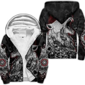 Byadbiny Viking Warriors God Odin Fenrir Tattoo Retro Vintage 3D Printed Fleece Hoodies Zipper Harajuku Winter Jacket