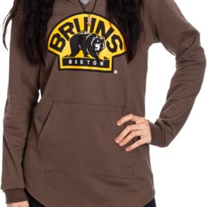 Calhoun NHL Boston Bruins Ladies Retro Team Logo French Terry Cover Up Hoodie Tunic