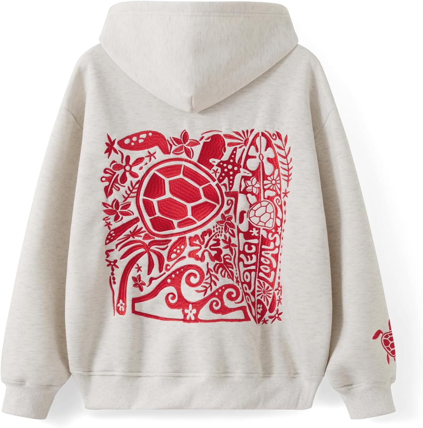 cochineal Preppy Embroidery Floral Hoodie for Teen Girl Women Oversized Hooded Sweatshirt Y2k Vintage Graphic Pullover Top - Image 16