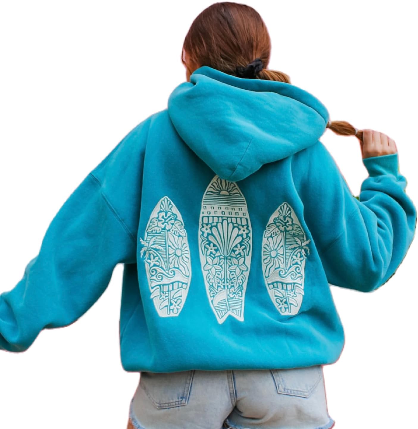 cochineal Preppy Embroidery Floral Hoodie for Teen Girl Women Oversized Hooded Sweatshirt Y2k Vintage Graphic Pullover Top - Image 25