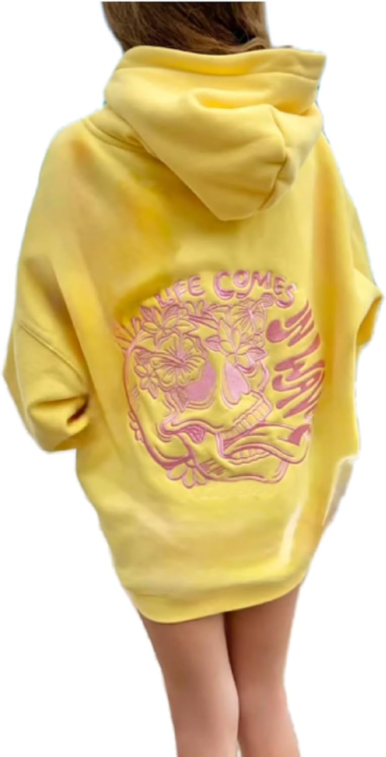 cochineal Preppy Embroidery Floral Hoodie for Teen Girl Women Oversized Hooded Sweatshirt Y2k Vintage Graphic Pullover Top - Image 31