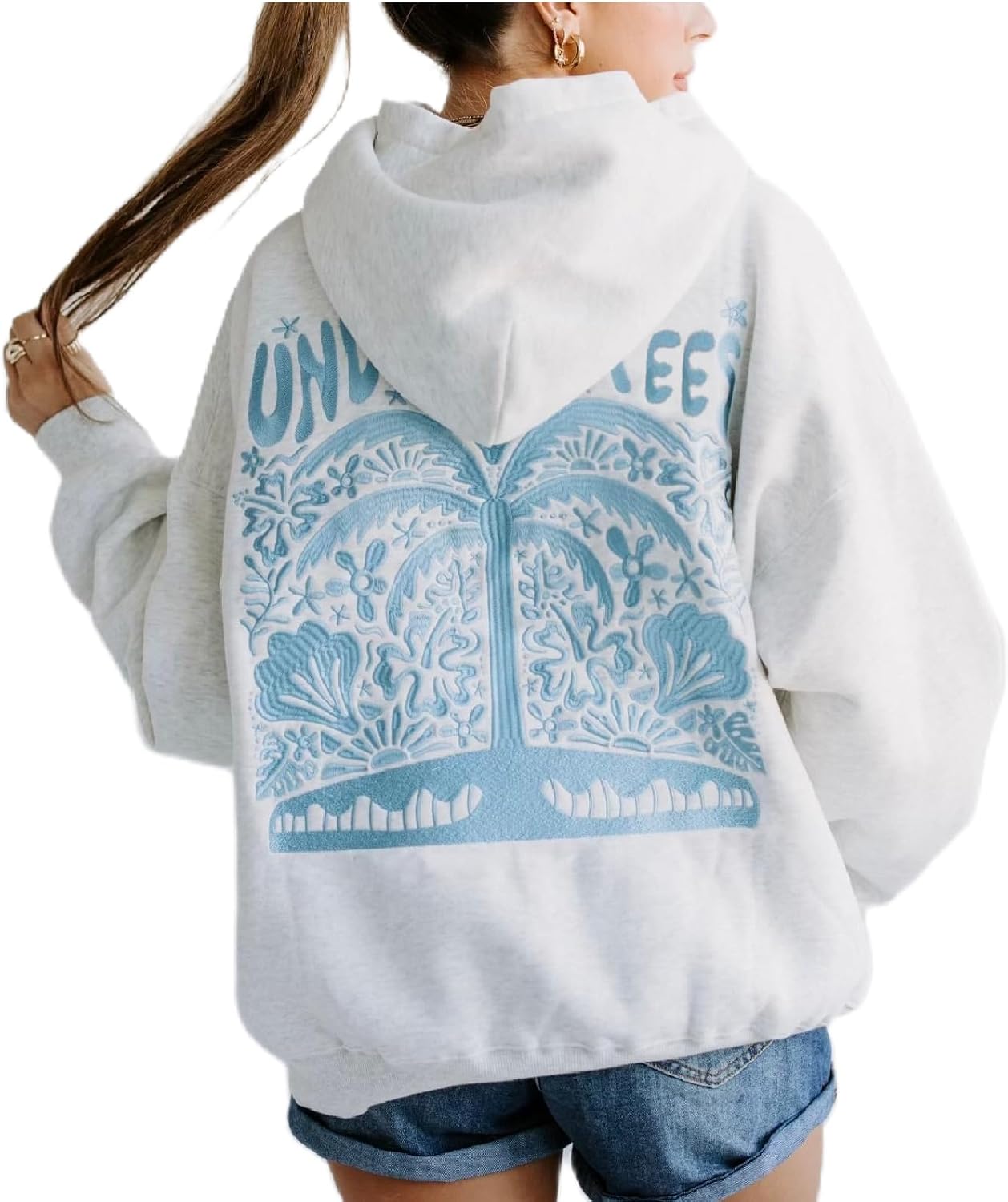 cochineal Preppy Embroidery Floral Hoodie for Teen Girl Women Oversized Hooded Sweatshirt Y2k Vintage Graphic Pullover Top - Image 32
