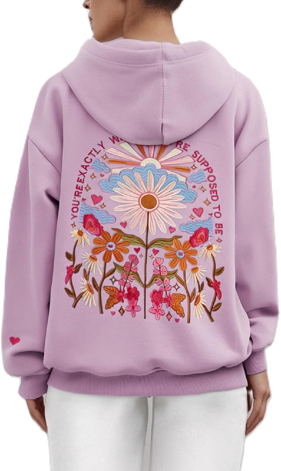 cochineal Preppy Embroidery Floral Hoodie for Teen Girl Women Oversized Hooded Sweatshirt Y2k Vintage Graphic Pullover Top - Image 34