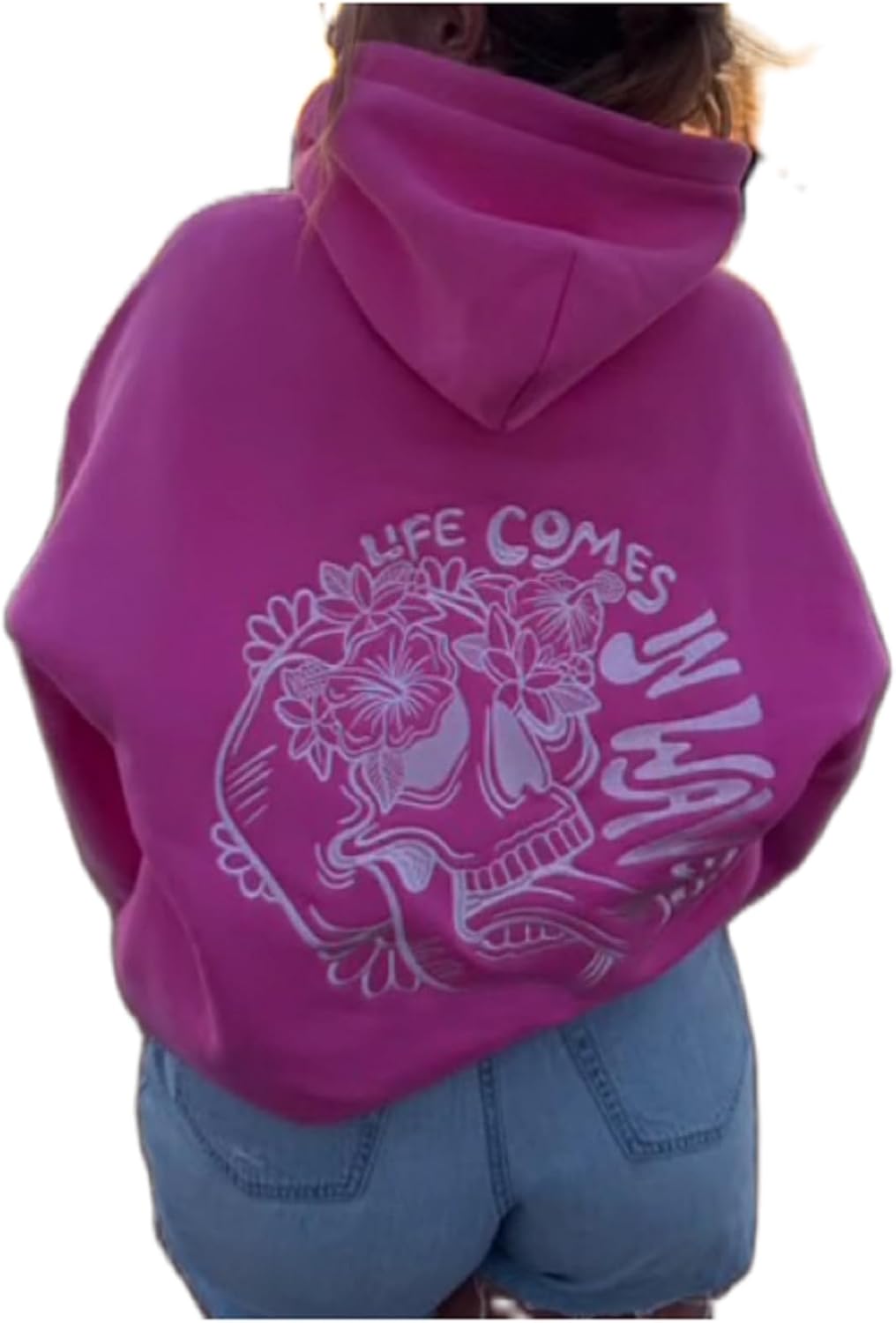 cochineal Preppy Embroidery Floral Hoodie for Teen Girl Women Oversized Hooded Sweatshirt Y2k Vintage Graphic Pullover Top - Image 8
