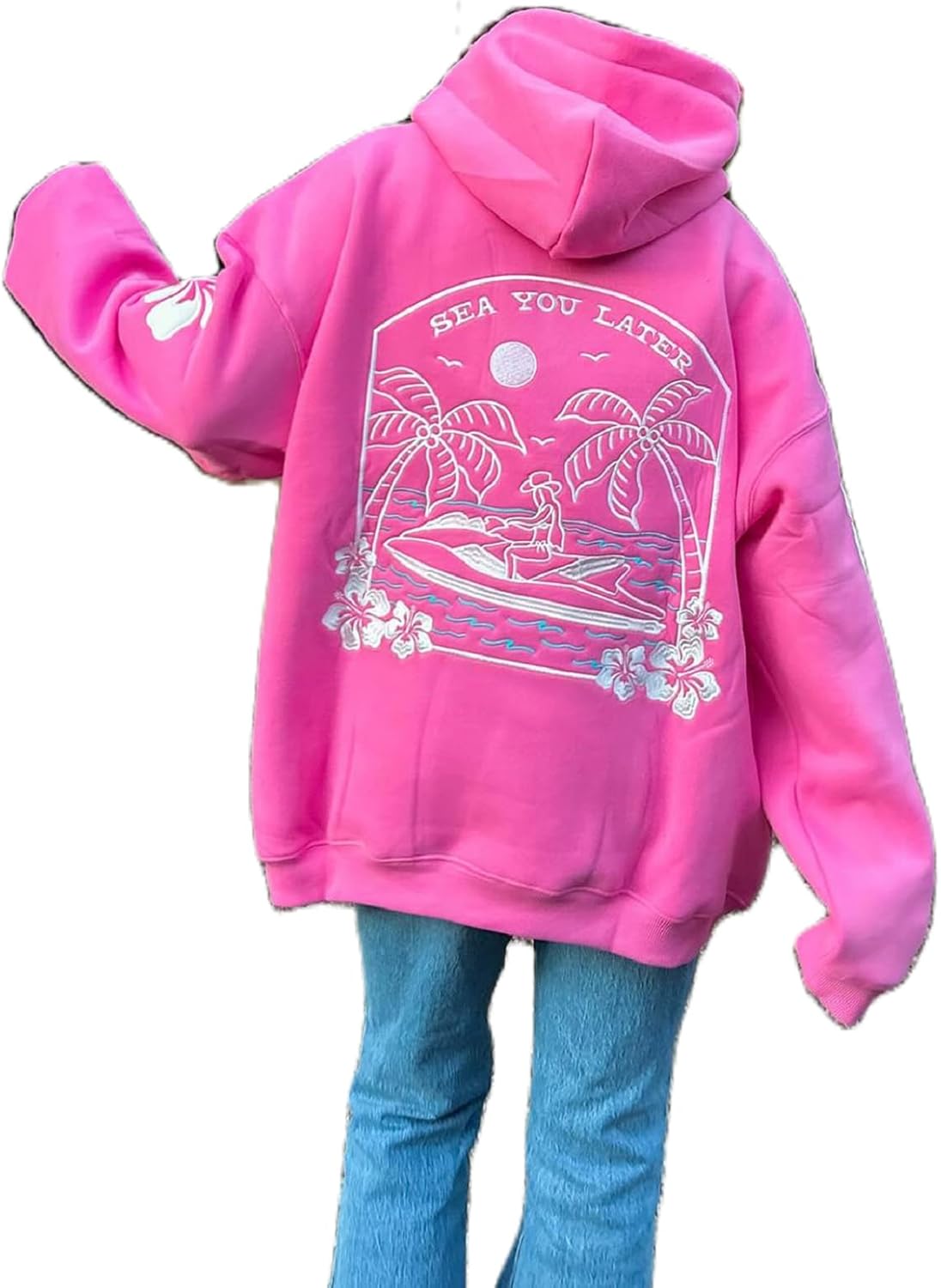cochineal Preppy Embroidery Floral Hoodie for Teen Girl Women Oversized Hooded Sweatshirt Y2k Vintage Graphic Pullover Top - Image 19
