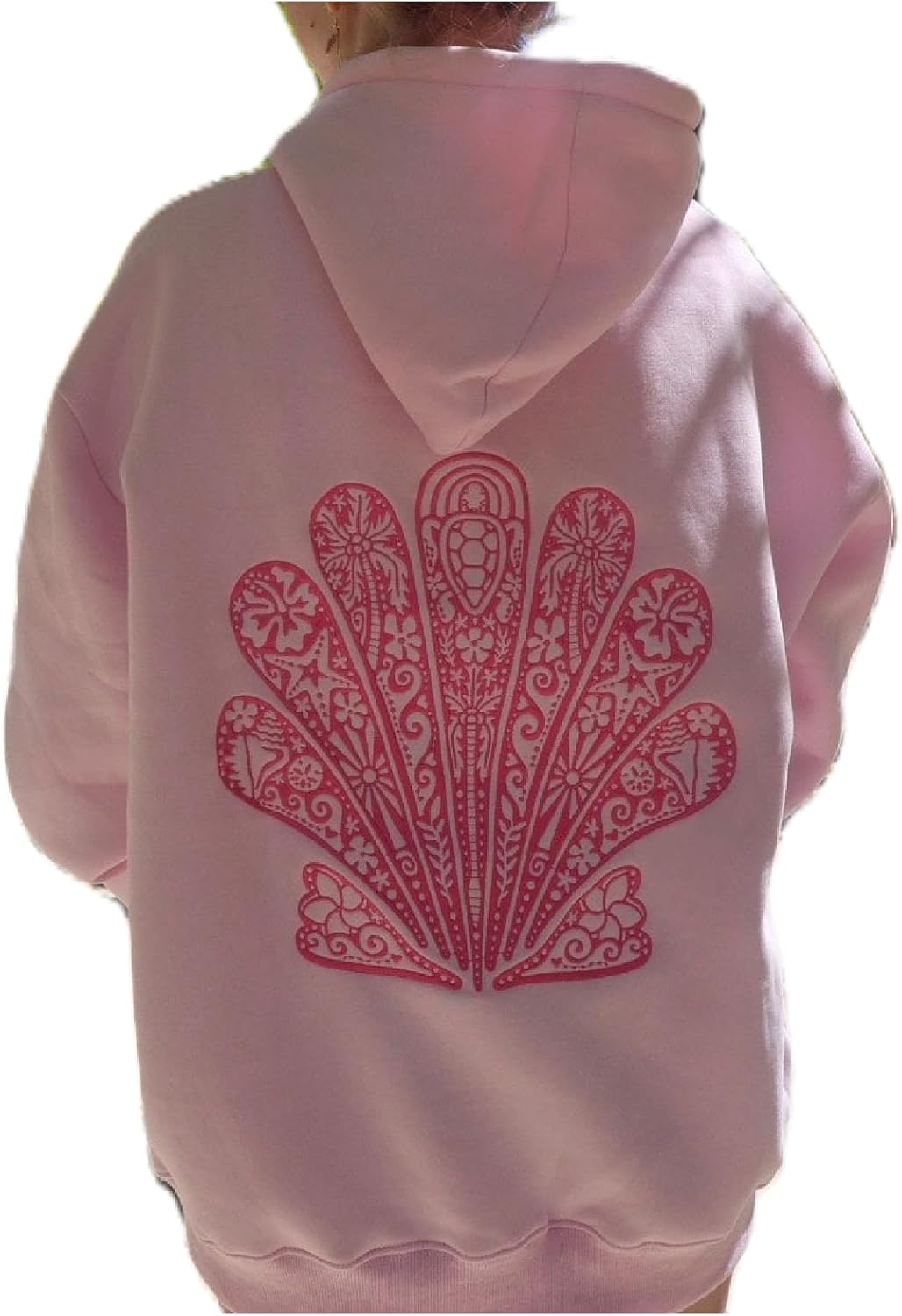 cochineal Preppy Embroidery Floral Hoodie for Teen Girl Women Oversized Hooded Sweatshirt Y2k Vintage Graphic Pullover Top - Image 13
