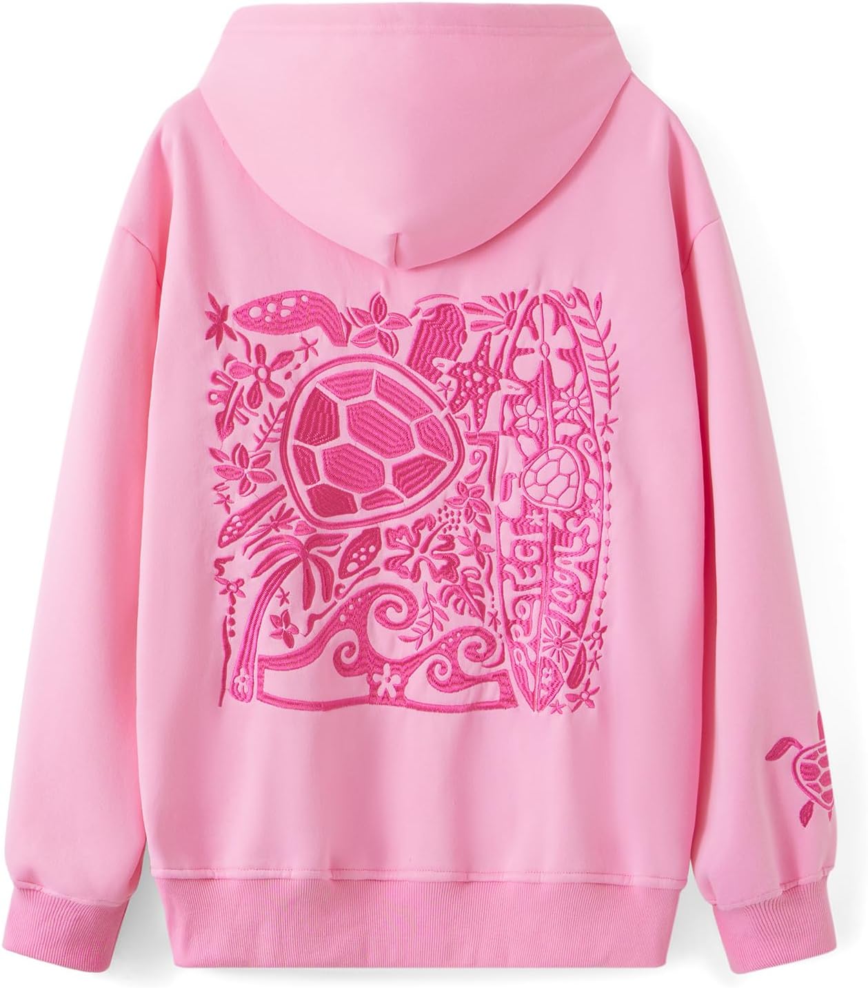 cochineal Preppy Embroidery Floral Hoodie for Teen Girl Women Oversized Hooded Sweatshirt Y2k Vintage Graphic Pullover Top - Image 14