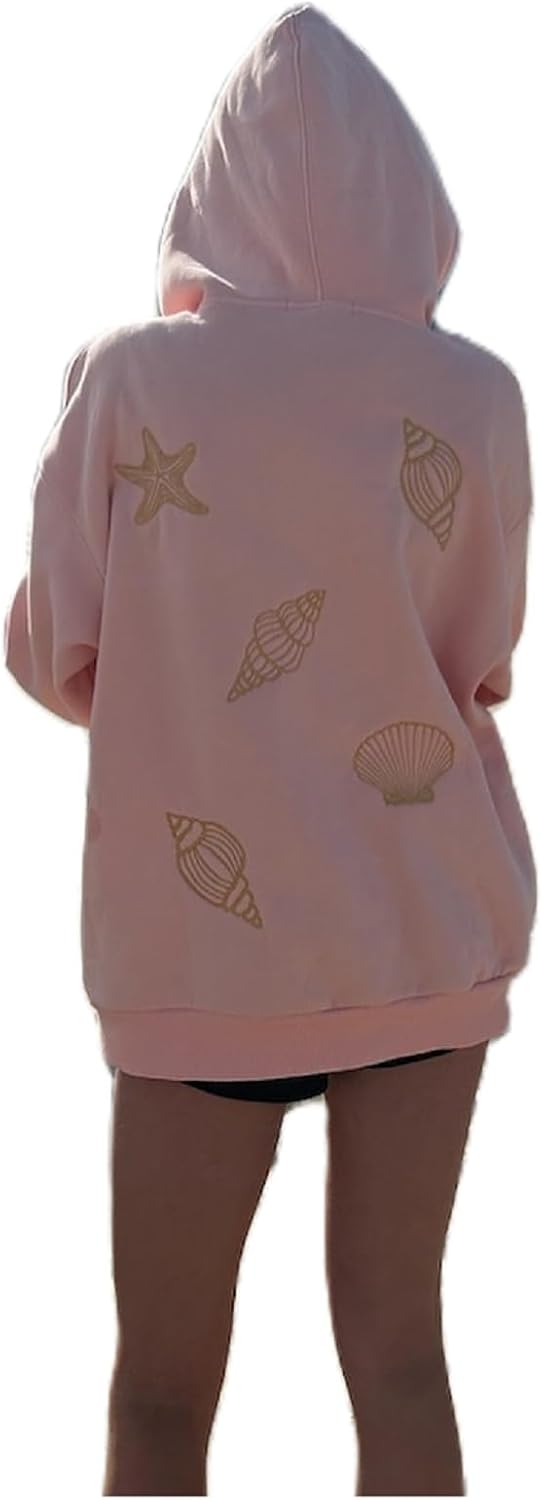 cochineal Preppy Embroidery Floral Hoodie for Teen Girl Women Oversized Hooded Sweatshirt Y2k Vintage Graphic Pullover Top - Image 22