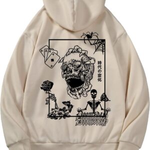 COZYEASE Men's Y2K Graphic Hoodie Drawstring Vintage Sweatshirt Long Sleeve Letter Streetwear with Pocket