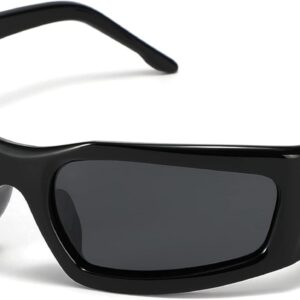 Cyxus Y2K Sunglasses Wrap Around Futuristic Sunglasses Square Fashion Sport Shades Trendy Sun Glasses Large 1093