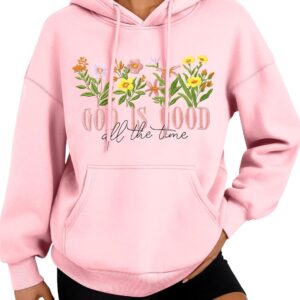 DUTUT Christian Sweatshirts Women Oversized: Jesus Hoodie God is Good Bible Verse Pullover Long Sleeve Tops