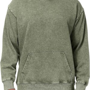 Eisctnd Mens Hoodies Oversized Unisex Acid Wash Casual Vintage Cotton Sweatshirt, Baggy Basic Streetwear Pullover