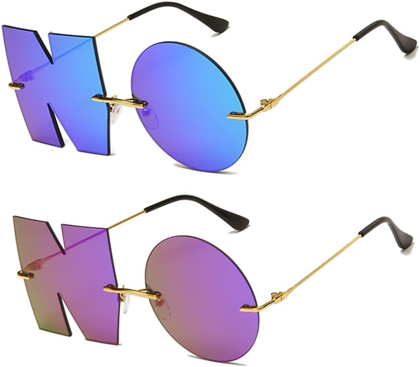ENTHYI Letter NO Party Rimless Irregular Design Sunglasses For Men\/Women UV400 Streetwear Eyewears - Image 17