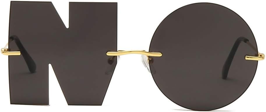 ENTHYI Letter NO Party Rimless Irregular Design Sunglasses For Men\/Women UV400 Streetwear Eyewears - Image 3