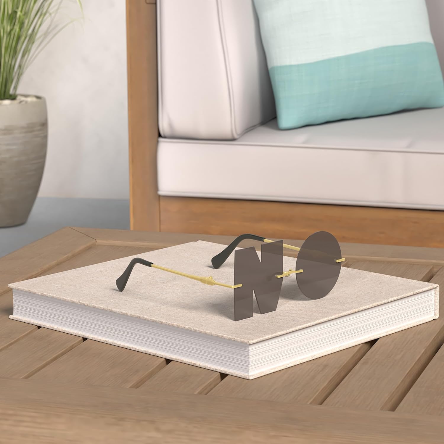 ENTHYI Letter NO Party Rimless Irregular Design Sunglasses For Men\/Women UV400 Streetwear Eyewears - Image 2