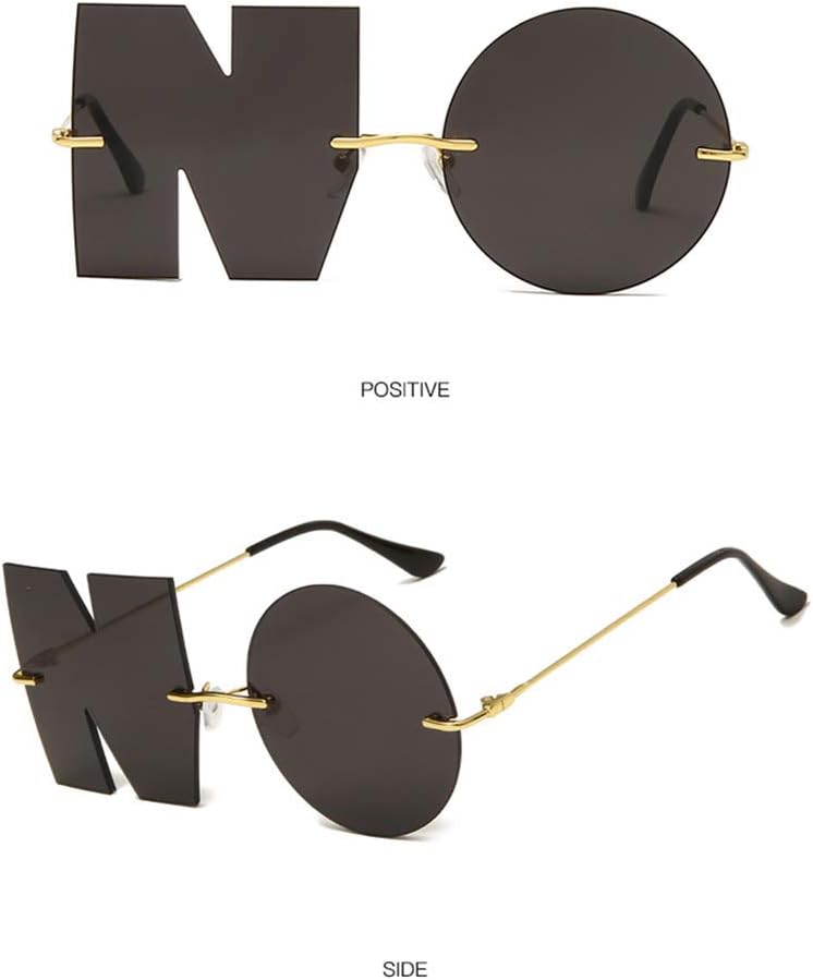 ENTHYI Letter NO Party Rimless Irregular Design Sunglasses For Men\/Women UV400 Streetwear Eyewears - Image 8