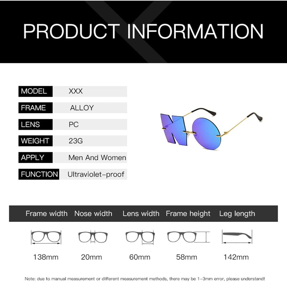 ENTHYI Letter NO Party Rimless Irregular Design Sunglasses For Men\/Women UV400 Streetwear Eyewears - Image 6