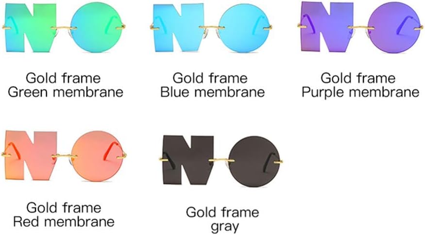 ENTHYI Letter NO Party Rimless Irregular Design Sunglasses For Men\/Women UV400 Streetwear Eyewears - Image 9