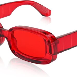 FEISEDY Rectangle Sunglasses for Women Men Retro Y2k 90s Thick Frame Chunky Square Sunglasses UV400 Protection B2307