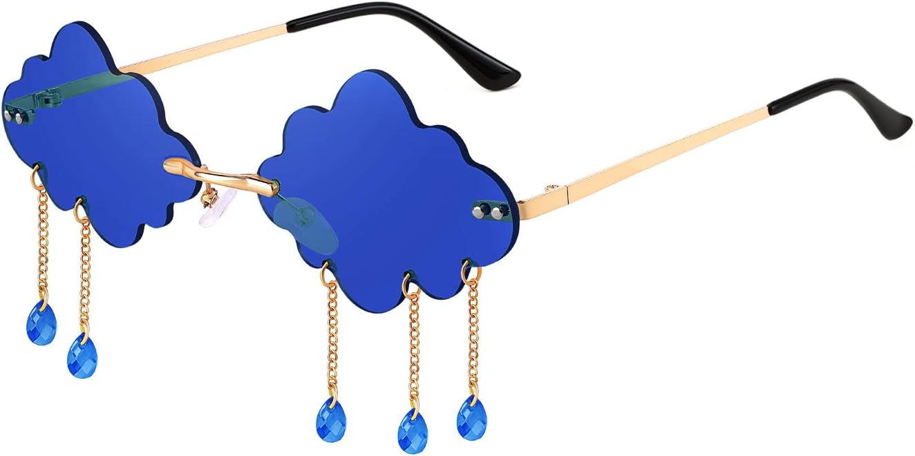 FEISEDY Retro Dripping Cloud Shaped Tassel Sunglasses Rimless Women Funny Party Disco Eyewear B2834 - Image 10