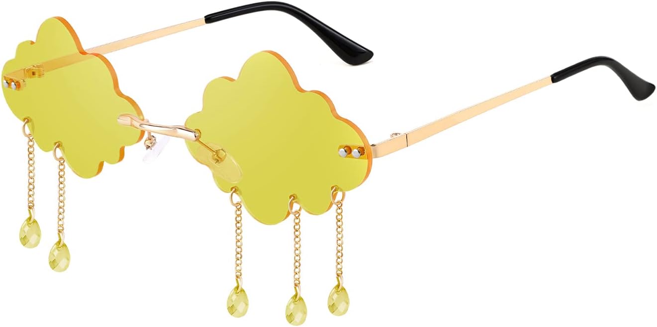 FEISEDY Retro Dripping Cloud Shaped Tassel Sunglasses Rimless Women Funny Party Disco Eyewear B2834 - Image 9