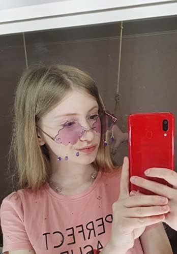 FEISEDY Retro Dripping Cloud Shaped Tassel Sunglasses Rimless Women Funny Party Disco Eyewear B2834 - Image 3