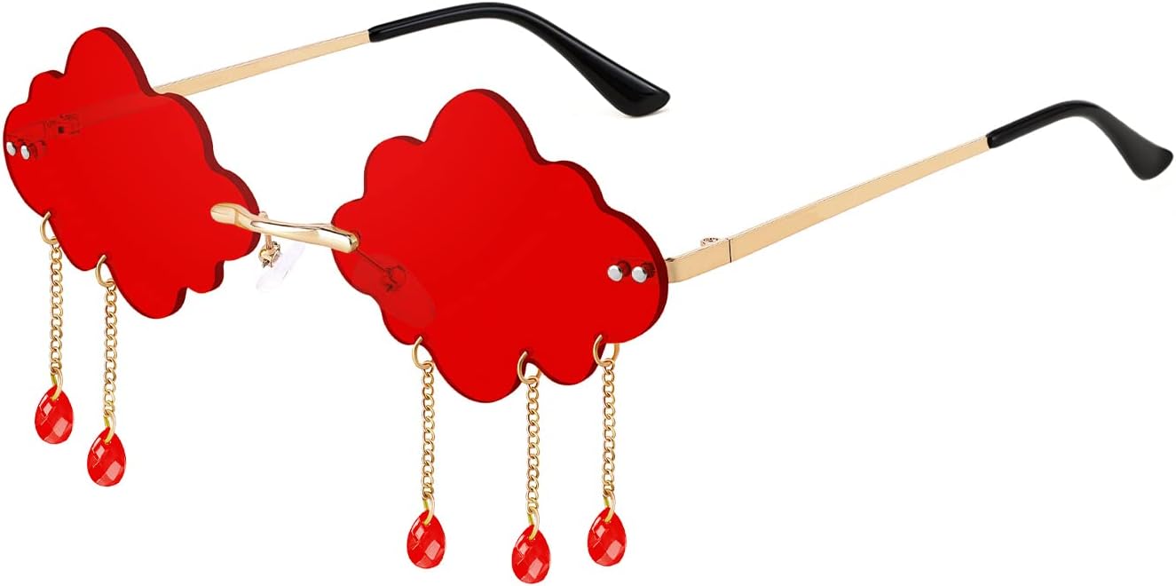 FEISEDY Retro Dripping Cloud Shaped Tassel Sunglasses Rimless Women Funny Party Disco Eyewear B2834 - Image 12