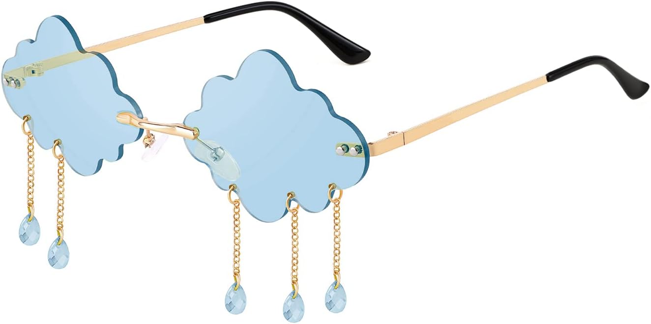 FEISEDY Retro Dripping Cloud Shaped Tassel Sunglasses Rimless Women Funny Party Disco Eyewear B2834 - Image 14